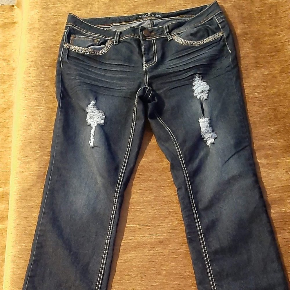 Do Denim New York, junior women's, distressed stretch jeans, size 13